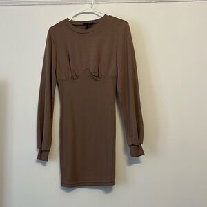 Brown long sleeve short dress